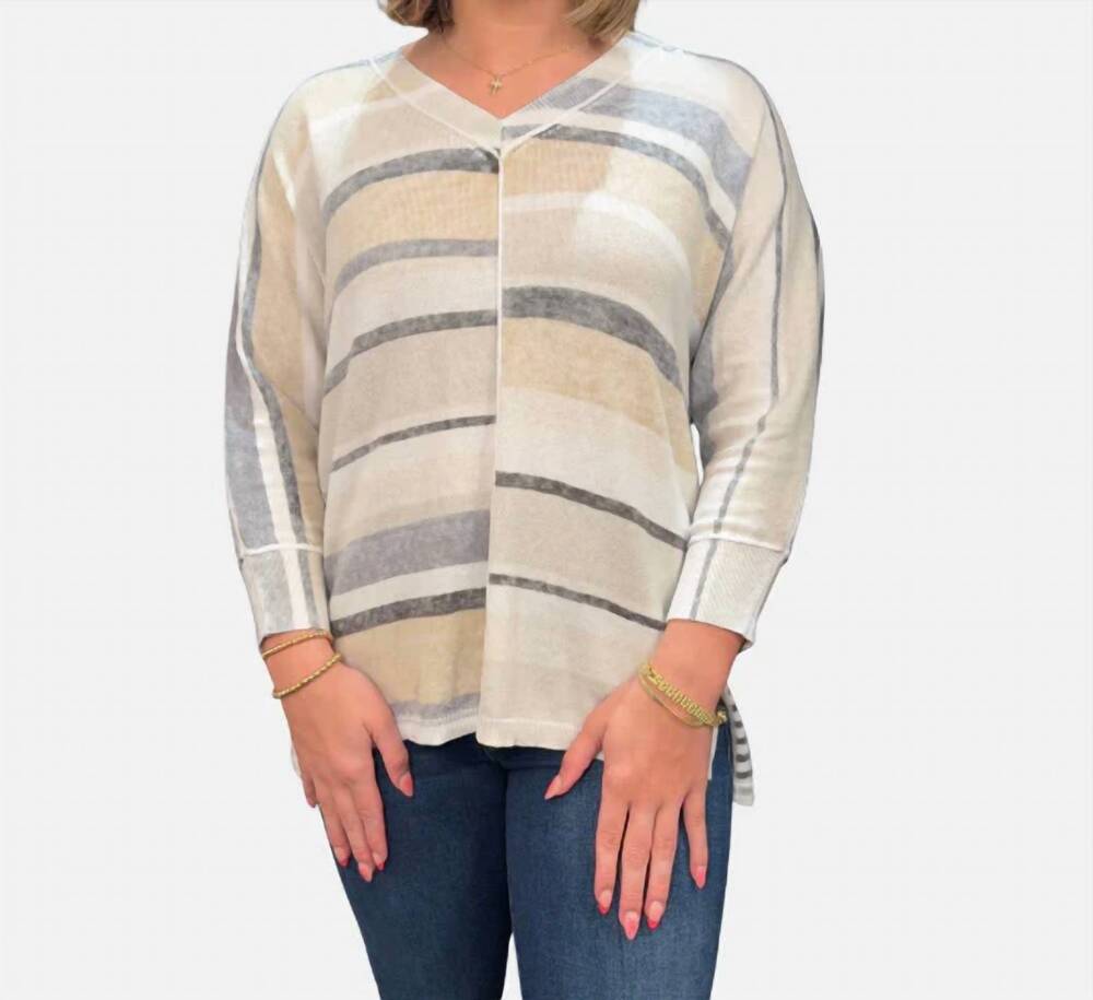 NEW ELLIOTT LAUREN stripe knit top in natural